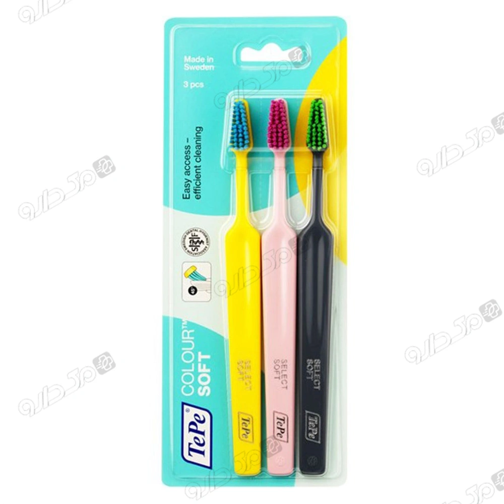 مسواک مدل SELECTCOLOUR با برس نرم بسته 3 عددی تپه